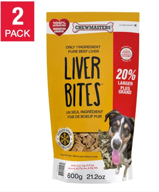 Chewmasters Freeze Dried Beef Liver Bites Dog Treats,