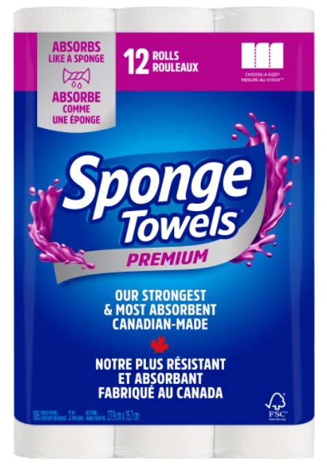 Sponge Towels Premium Paper Towels, 12 x 106 sheets