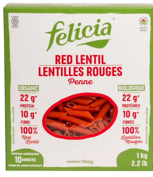Felicia Organic Red Lentil Penne Pasta, 1 kg