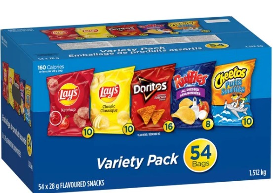 Frito-Lay Flavoured Snacks, Variety Pack, 54 × 28 g